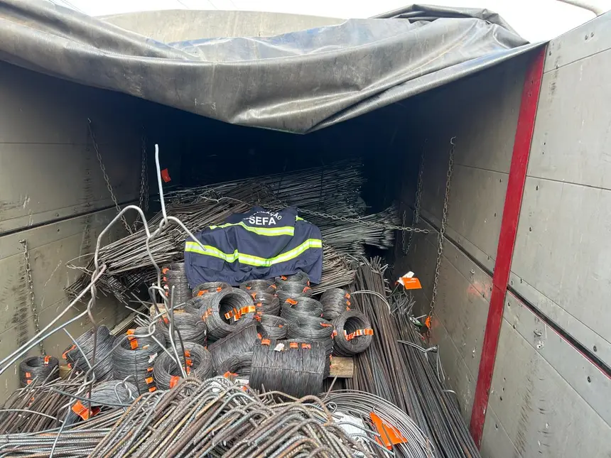 Sefa apreende 25 toneladas de vergalhões e arame com irregularidades fiscais em Cachoeira do Piriá